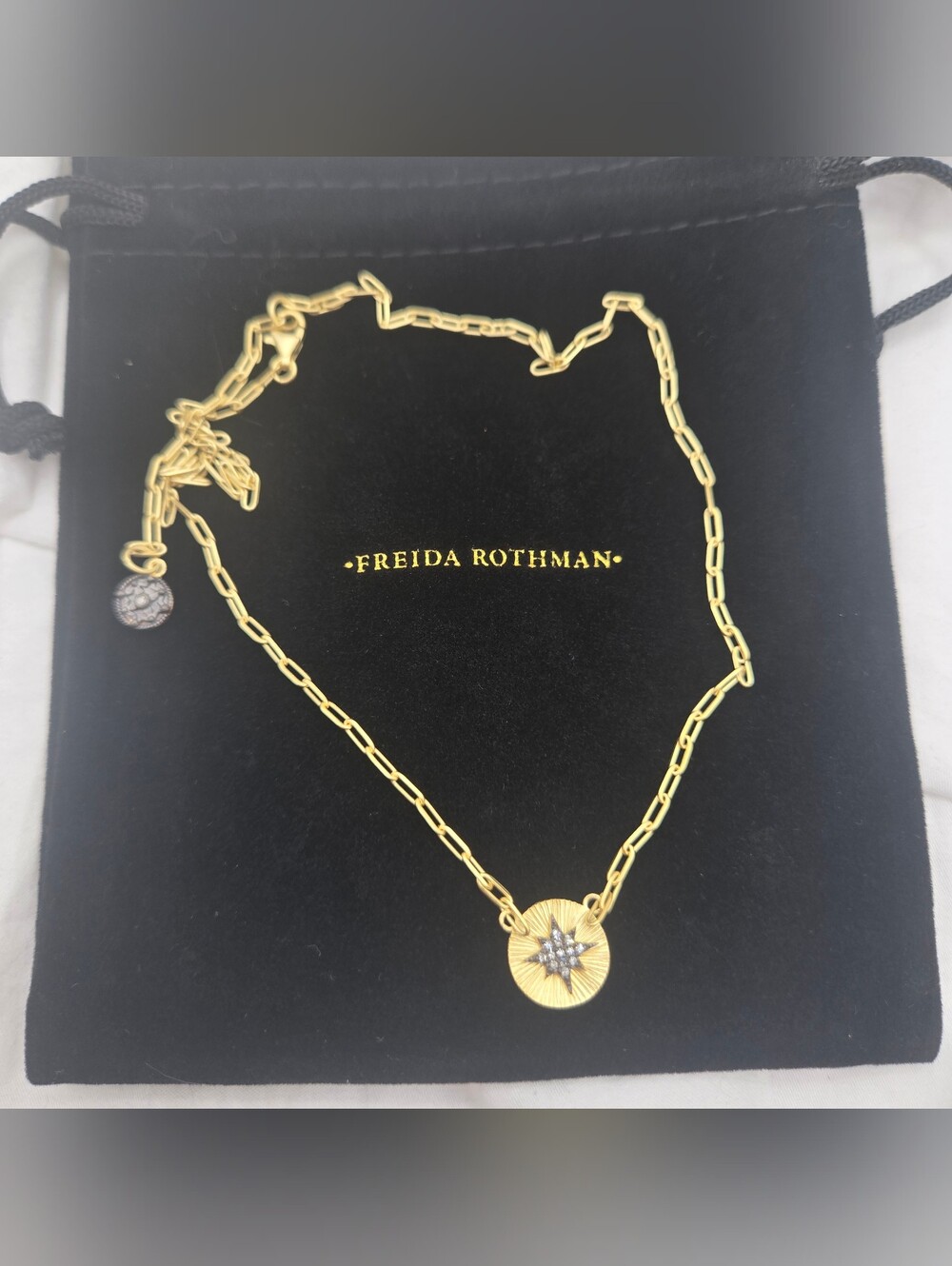 Freida Rothman Sterling and Natural Diamonds Stationary Pendant Necklace 18"
